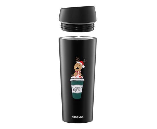 Термокружка Ardesto Coffee Time Reindeer 450мл, нержавіюча сталь, чорний (AR2645RN), изображение 4