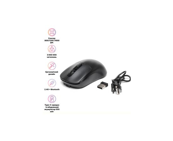 Мишка Hölmer MW-03OF Wireless/Bluetooth Black (MW-03OF), зображення 12