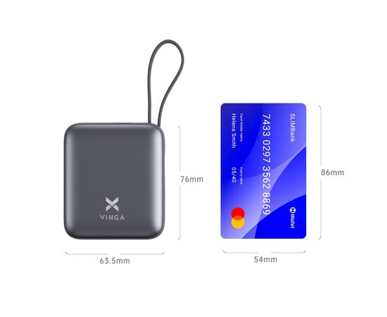 Батарея універсальна Vinga 10000 mAh 35W Display Cable (VPBB1035C), зображення 7