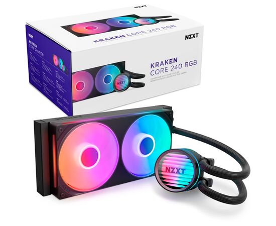 Система жидкостного охлаждения NZXT Kraken Core 240 Black with RGB fans Single Fra (RL-KR24C-B1), изображение 2