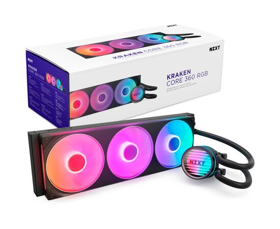 Система жидкостного охлаждения NZXT Kraken Core 360 Black with RGB fans Single Fra (RL-KR36C-B1), изображение 2