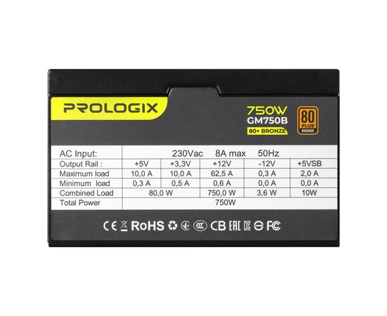 Блок питания Prologix 750W (GM750B 750W 80+ Bronze), изображение 4