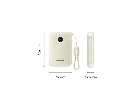 Батарея универсальная VENTION 10000mAh 22,5W Fast Charging, USB-A, 2xUSB-C Beige (FKAN0-C), изображение 2