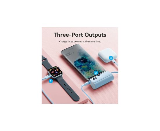 Батарея универсальная VENTION 4800mAh 22,5W PD, USB-C In/Out, LED display, with built-in USB-C cable Black (FHQB0), изображение 7