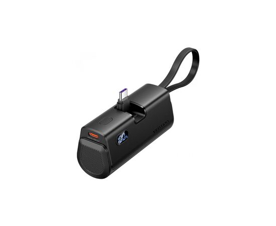Батарея универсальная VENTION 4800mAh 22,5W PD, USB-C In/Out, LED display, with built-in USB-C cable Black (FHQB0)