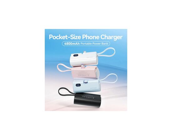 Батарея универсальная VENTION 4800mAh 22,5W PD, USB-C In/Out, LED display, with built-in USB-C cable Blue (FHQL0), изображение 2