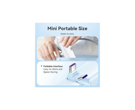Батарея универсальная VENTION 4800mAh 22,5W PD, USB-C In/Out, LED display, with built-in USB-C cable Blue (FHQL0), изображение 3