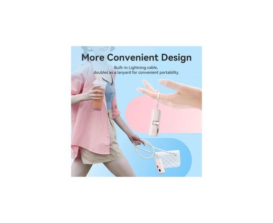 Батарея универсальная VENTION 4800mAh 22,5W PD, USB-C In/Out, LED display, with built-in USB-C cable White (FHQW0), изображение 6