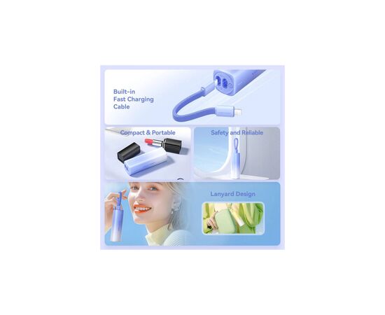 Батарея универсальная VENTION 5000mAh 20W PD, USB-C In/Out, Lightning In/Out, with cable, Gradient Blue (FHWL0), изображение 5