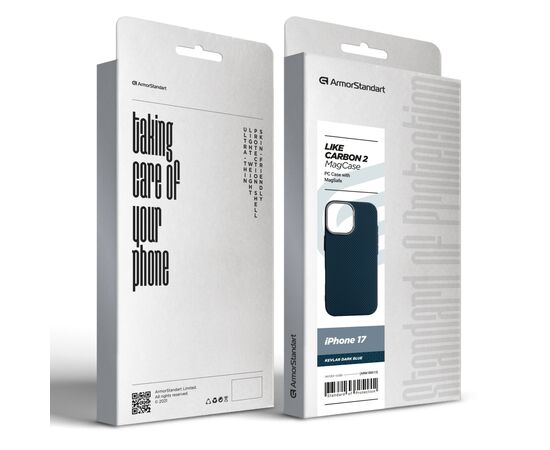 Чехол для мобильного телефона Armorstandart LikeCarbon2 MagCase Apple iPhone 17 Kevlar Dark Blue (ARM88613), изображение 8