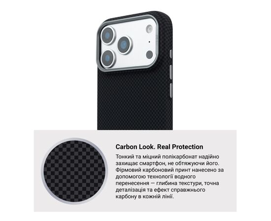Чохол до мобільного телефона Armorstandart LikeCarbon2 MagCase Apple iPhone 17 Pro Kevlar Black (ARM88378), зображення 7