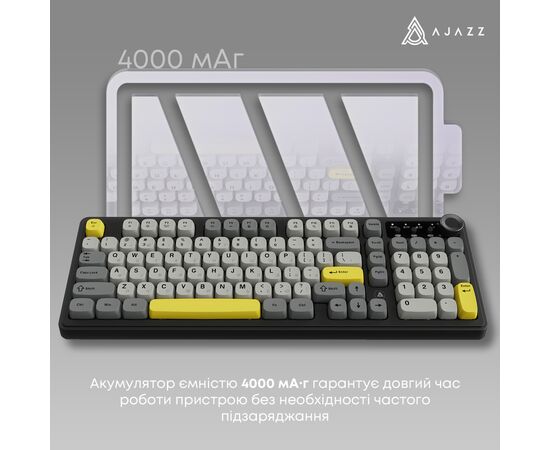 Клавиатура Ajazz AF98 Plus Wireless/Bluetooth/USB UA Black/Grey/Yellow (AF98-PLUS-BGY), изображение 10