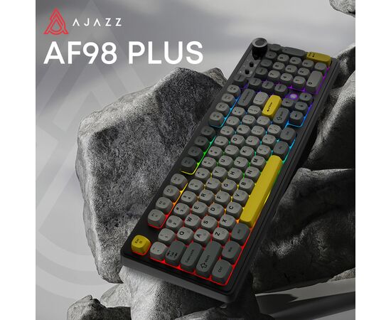 Клавиатура Ajazz AF98 Plus Wireless/Bluetooth/USB UA Black/Grey/Yellow (AF98-PLUS-BGY), изображение 6