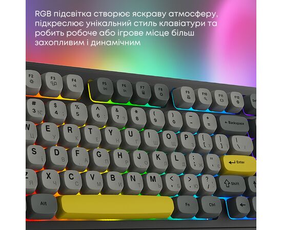 Клавиатура Ajazz AF98 Plus Wireless/Bluetooth/USB UA Black/Grey/Yellow (AF98-PLUS-BGY), изображение 9