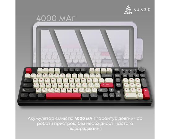 Клавіатура Ajazz AF98 Plus Wireless/Bluetooth/USB UA Black/White/Red (AF98-PLUS-BSR), зображення 10