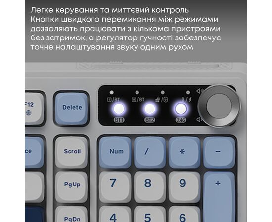 Клавиатура Ajazz AF98 Plus Wireless/Bluetooth/USB UA White/Blue (AF98-PLUS-GB), изображение 11
