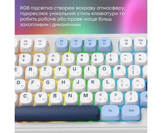 Клавиатура Ajazz AF98 Plus Wireless/Bluetooth/USB UA White/Blue (AF98-PLUS-GB), изображение 9