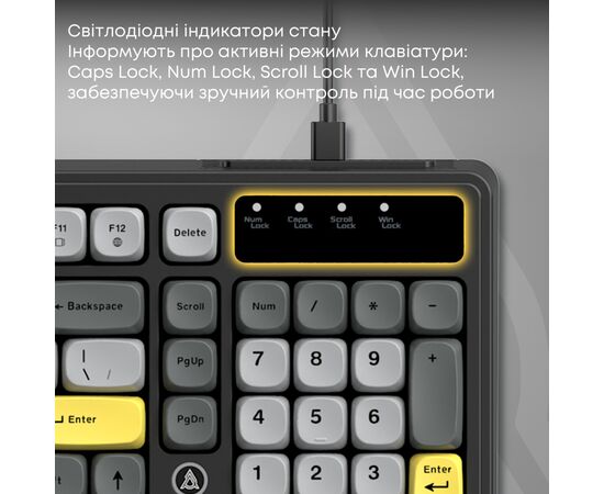 Клавіатура Ajazz AF98 USB UA Black/Grey/Yellow (AF98-BGY), зображення 10