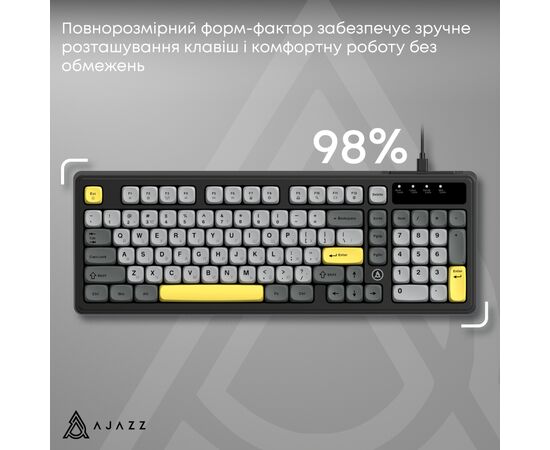 Клавіатура Ajazz AF98 USB UA Black/Grey/Yellow (AF98-BGY), зображення 8