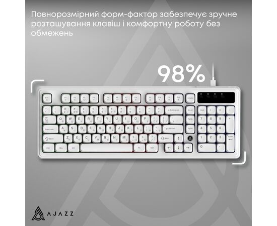 Клавіатура Ajazz AF98 USB UA White (AF98-W), зображення 8