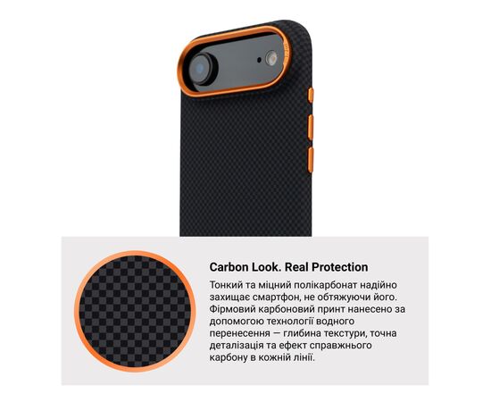 Чохол до мобільного телефона Armorstandart LikeCarbon2 SE MagCase Apple iPhone 17 Air Kevlar Black Orange (ARM89166), зображення 7