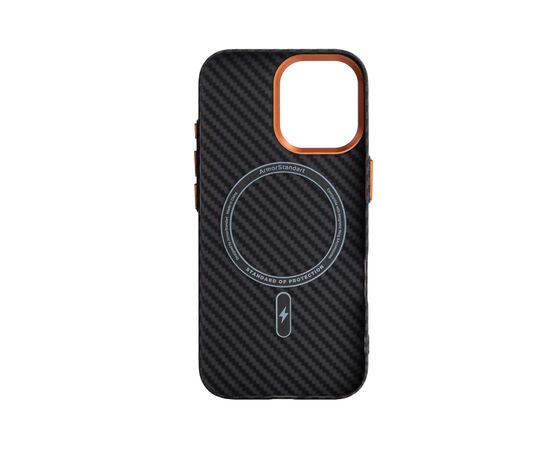 Чохол до мобільного телефона Armorstandart LikeCarbon2 SE MagCase Apple iPhone 17 Black Orange (ARM89160), зображення 2