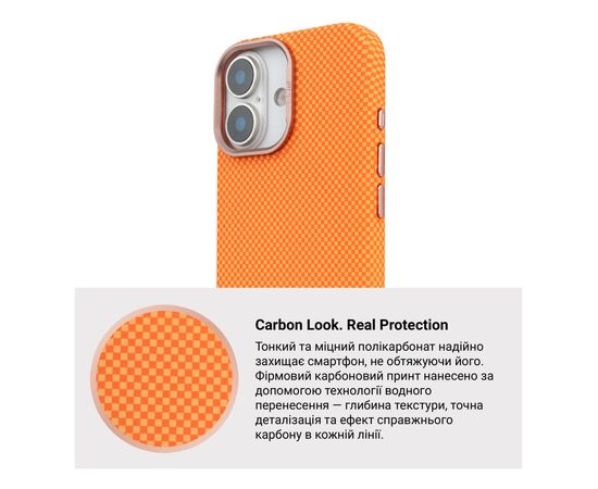 Чехол для мобильного телефона Armorstandart LikeCarbon2 SE MagCase Apple iPhone 17 Kevlar Orange Rose Gold (ARM89167), изображение 7