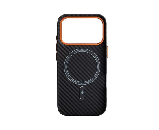 Чохол до мобільного телефона Armorstandart LikeCarbon2 SE MagCase Apple iPhone 17 Pro Black Orange (ARM89161), зображення 2