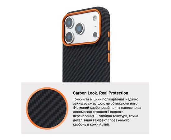Чохол до мобільного телефона Armorstandart LikeCarbon2 SE MagCase Apple iPhone 17 Pro Black Orange (ARM89161), зображення 7