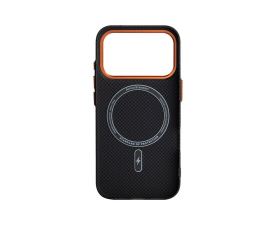 Чохол до мобільного телефона Armorstandart LikeCarbon2 SE MagCase Apple iPhone 17 Pro Kevlar Black Orange (ARM89164), зображення 2