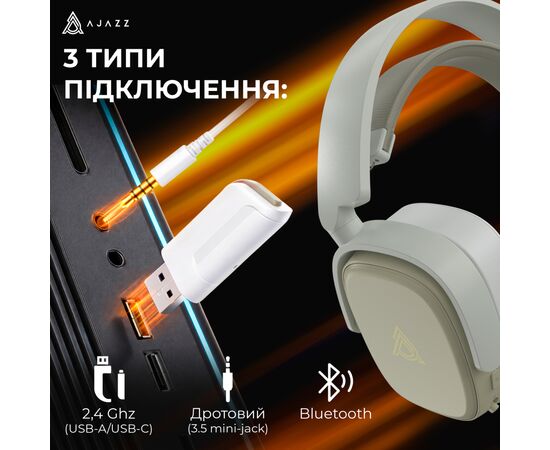 Наушники Ajazz AHM09 MAX 3-Mode Gray/White (AHM09-MAX-GW), изображение 7