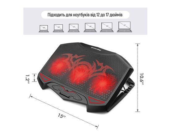 Подставка для ноутбука ColorWay Cooling Game Pro H1, 10-17 (CW-CGPH1), изображение 12