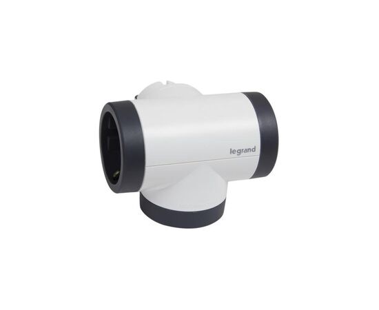 Сетевой разветвитель LEGRAND ПРЕМІУМ поворотний 3х2К+З бокові розетки, колір Білий/Чорний (694521), изображение 2