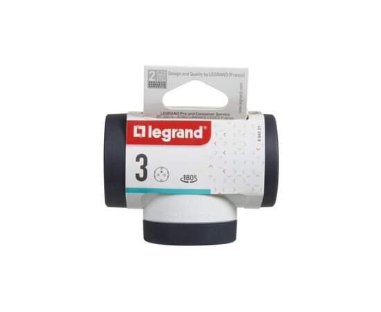 Сетевой разветвитель LEGRAND ПРЕМІУМ поворотний 3х2К+З бокові розетки, колір Білий/Чорний (694521), изображение 4