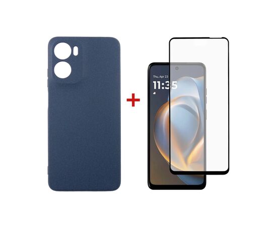 Чехол для мобильного телефона Dengos Motorola G05 Carbon+glass Blue (DG-KM-179)