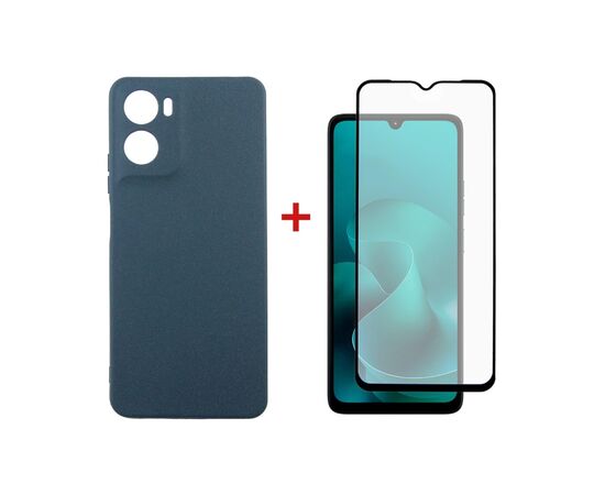 Чехол для мобильного телефона Dengos Motorola G06 Carbon+glass Blue (DG-KM-174)