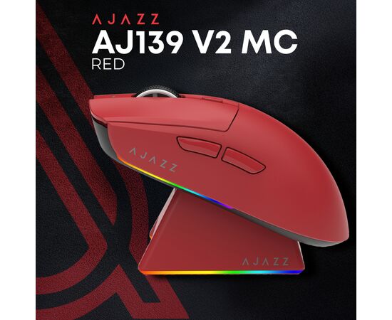 Мишка Ajazz AJ139 V2 MC Wireless/Bluetooth/USB Red (AJ139-V2-MC-R), зображення 6