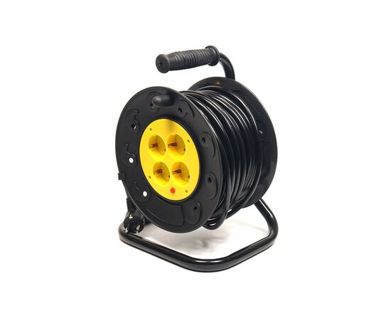 Сетевой удлинитель PowerPlant катушка 25 м, 3x2.5мм2, 16А, 4 розетки (PPRA16M25S4L)