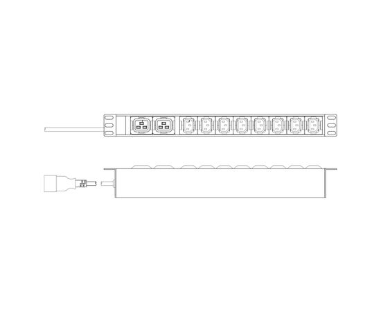 Силовой блок 19" 1U w/PDU 8xC13, 2xC19, 16A, 250V, вилка C20 Digitus (DN-95427), изображение 5