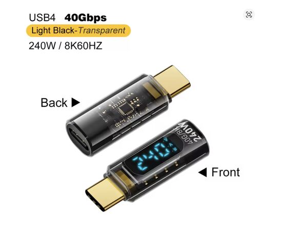 Переходник USB-C M to USB-C F 40Gbps 240W 8K with display XoKo (AC-240TCС), изображение 5