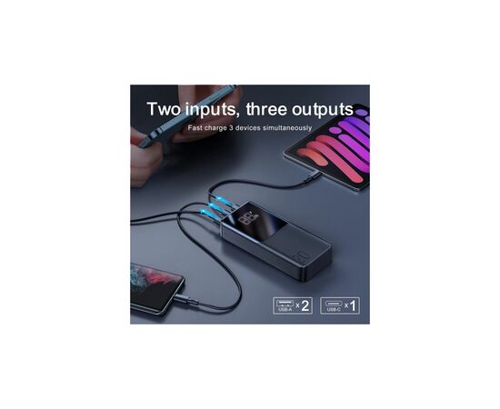 Батарея универсальная JOYROOM 20000mAh 22,5W PD, QC/3.0, 2*USB-A, Micro-USB, USB-C In/Out Black (JR-QP192), изображение 7