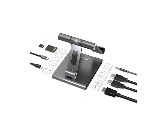 Порт-репликатор J5create Dock-Station Ipad USB-C 8-in-1 (HDMI/PD/картридер/USB-A/USB-C/Audio) (JTS224-N), изображение 4