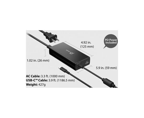 Порт-репликатор J5create Dock-Station USB-C 10-in-1 (HDMI/PD/USB-A/USB-C/LAN/картридер/audio) (JCD543P-EN), изображение 9