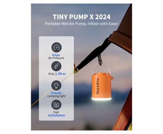 Насос для надувной мебели Flextail Tiny Pump Х з функцією ліхтаря, помаранчевий (6975755964379), изображение 2