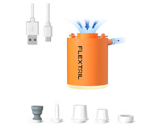 Насос для надувной мебели Flextail Tiny Pump Х з функцією ліхтаря, помаранчевий (6975755964379)