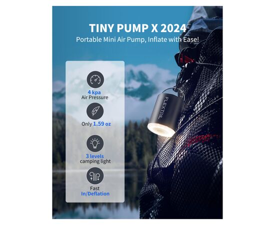Насос для надувной мебели Flextail Tiny Pump Х з функцією ліхтаря, чорний (6975755964355), изображение 2