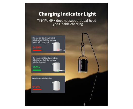 Насос для надувной мебели Flextail Tiny Pump Х з функцією ліхтаря, чорний (6975755964355), изображение 5