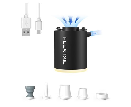 Насос для надувной мебели Flextail Tiny Pump Х з функцією ліхтаря, чорний (6975755964355)
