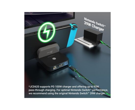 Порт-репликатор J5create Dock-Station Nintendo Switch (HDMI/PD/USB-A/USB-C/LAN) (JCD620-N), изображение 10