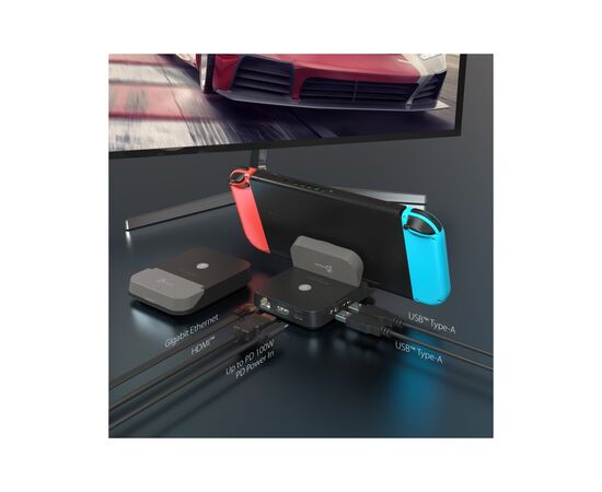 Порт-репликатор J5create Dock-Station Nintendo Switch (HDMI/PD/USB-A/USB-C/LAN) (JCD620-N), изображение 6
